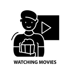 Watching Movies Icon Black Sign