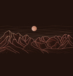 Mountain Landscape Line Art Print