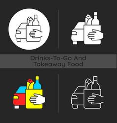 Drinks And Food Curbside Pickup Dark Theme Icon