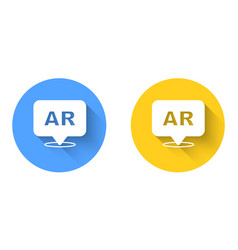 White Augmented Reality Ar Icon Isolated With Long