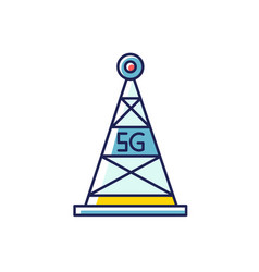 5g Cell Tower Rgb Color Icon Antenna Signal