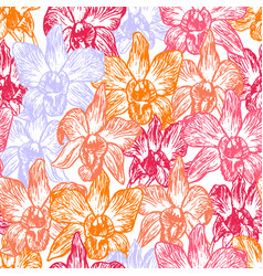 Beautiful Orchid Hand Drawn Pink Lilac Orange Red