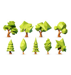 Low poly tree set Royalty Free Vector Image - VectorStock