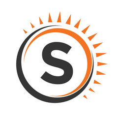 Solar Logo On Letter S Concept With Sun Icon