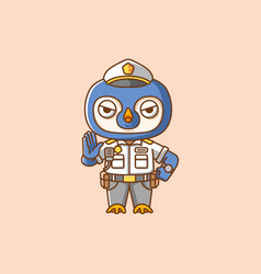 Cute Penguin Police Officer Uniform Cartoon