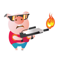 Emoji Character Pig With Flamethrower