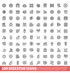 100 Digestive Icons Set Outline Style