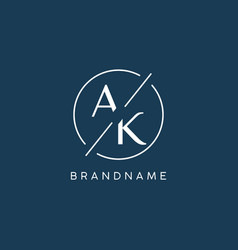 Initial Letter Ak Logo Monogram With Circle Line