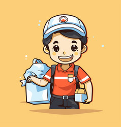 Cleaning Service Worker Cartoon Character