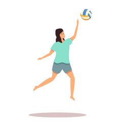 Girl Play Volleyball Icon Cartoon Field