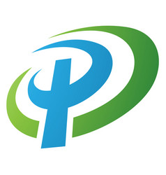 Green And Blue Oval Shaped Letter P Icon