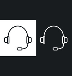 Headset Liner And Solid Icon Set In Black Color