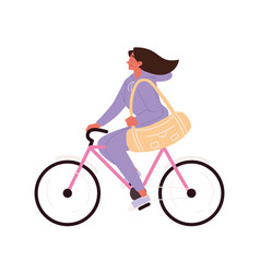 Woman With Handbag Riding Bicycle