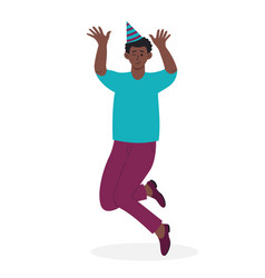 African American Man In A Paper Hat Jumping