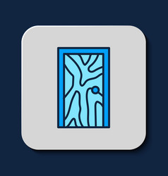 Filled Outline Closed Door Icon Isolated On Blue