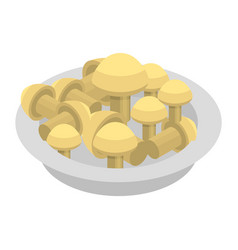 Mushrooms On Plate Icon Isometric Style