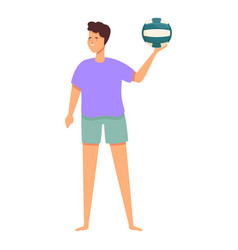 Man Volleyball Player Icon Cartoon Ocean