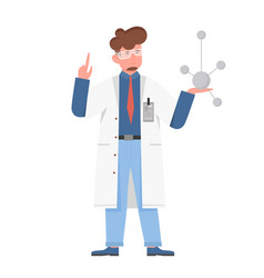 Scientist Man Holding Atom Model