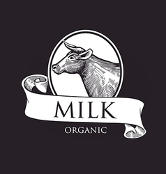 Logo With Cow Silhouette In A Cameo With Ribbons