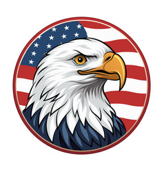 American Bald Eagle Head With Flag In Circle