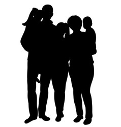 Black Silhouette A Family And Three Children