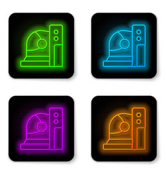 Glowing Neon Line Astronaut Helmet Icon Isolated