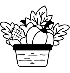 Hand Drawn Basket For Vegetables