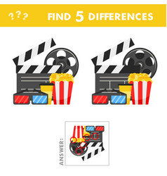 Kids Game Find Differences Cinema Set In Flat