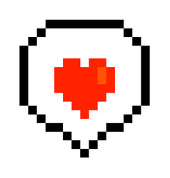 Pixel Heart In Cartoon Style Red Heart Retro