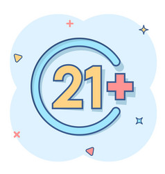 Twenty One Plus Icon In Comic Style 21 Cartoon On