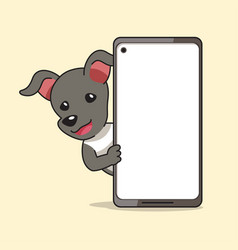 Cartoon Character Greyhound Dog And Smartphone