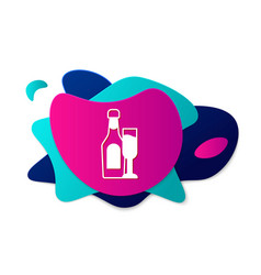 Color Champagne Bottle With Glass Icon Isolated