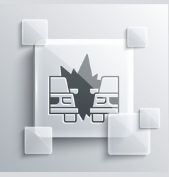 Grey Car Accident Icon Isolated