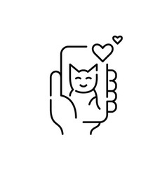 Hand Holding Smartphone With Cat Picture And Likes