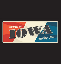 Iowa United States Metal Plate Retro Board