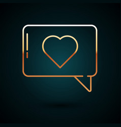 Gold Line Like And Heart Icon Isolated On Dark