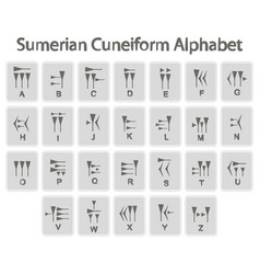 Monochrome Icons With Sumerian Cuneiform Alphabet