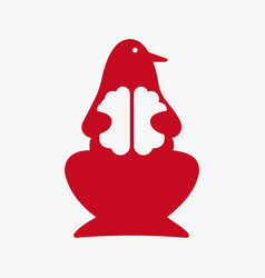 Penguin Brain Logo Negative Space Concept