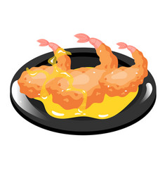 Chinese King Prawn Color Icon Asian Seafood