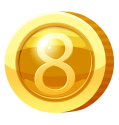 Gold Medal Coin Number 8 Symbol Golden Token