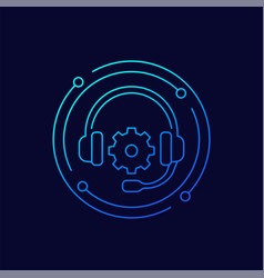 Support Service Icon With Headset And Gear