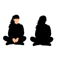 Black Silhouette A Girl Sitting On Floor