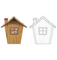 Color And Outline Of A Small Wooden House