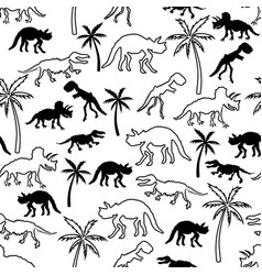 Dinosaur Skeleton And Palm Tree Seamless Pattern