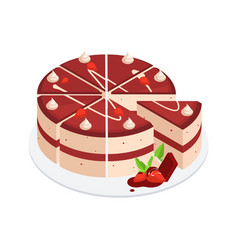 Isometric Birthday Cake Slices Chocolate Cake Cut