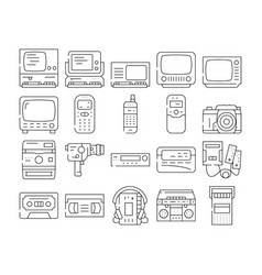 Retro Gadget Vintage Technology Icons Set