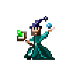 Evil Wizard Putting Spell Cartoon Pixel Art