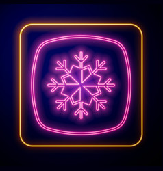 Glowing Neon Snowflake Icon Isolated On Black