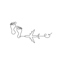 Silhouette Of Abstract Foot With Plane As Line