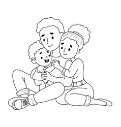 Cute Family Sitting Woman And Husband With Child